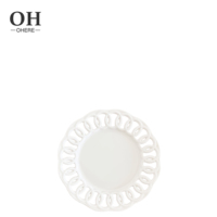 Assiette en céramique blanche creuse créative pour mariage, fête, événement, classique, 10,5 pouces, ensembles d'assiettes à dîner en porcelaine, vaisselle en porcelaine fine