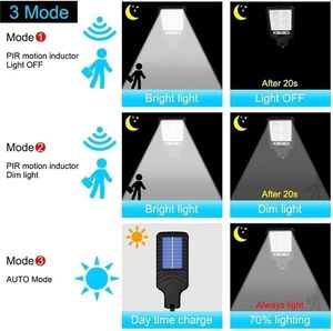 ไฟถนนโซลาร์เซลล์แบบติดผนัง IP54 20W 750LM COB พร้อมเซ็นเซอร์ตรวจจับความเคลื่อนไหว ควบคุมด้วยรีโมท แบตเตอรี่ 1200mAh วัสดุพลาสติก ABS สำหรับภายนอกอาคาร - Product Image 3