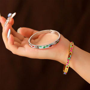 Wholesale 316L Stainless Steel 14k 18k Gold Plated Fashion <b>Bracelets</b> & <b>Bangles</b> Enamel <b>Bracelet</b> for Women - Product Image 5