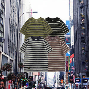 Camiseta Corta de Verano al por Mayor, Nueva, Estilo Urbano, 100% Algodón, Ecológica, Transpirable, con Parches de Colores, a Rayas, Holgada, Informal, con Cuello Redondo - Product Image 3