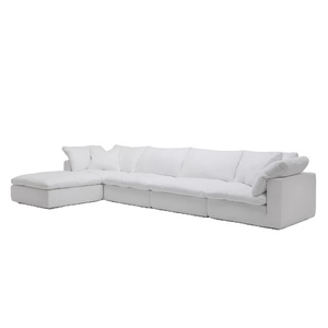 <b>Sofa</b> Factory Nordic Customizable Modular 1/2/3/4/<b>5</b> <b>Seater</b> Cotton Linen Upholstery Sectional <b>Corner</b> Sleeper <b>Sofa</b> Bed - Product Image 1