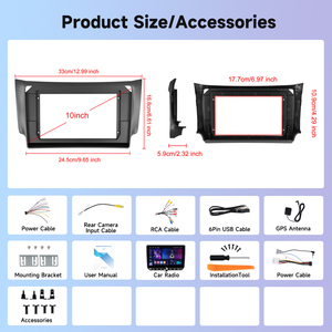 Podofo pour <span class=keywords><strong>NISSAN</strong></span> SYLPHY/Sentra 2016 2 Din Android 10 ''4 + 64G autoradio cadre sans fil CarPlay/Android Auto Piano clé GPS WIFI - Product Image 6