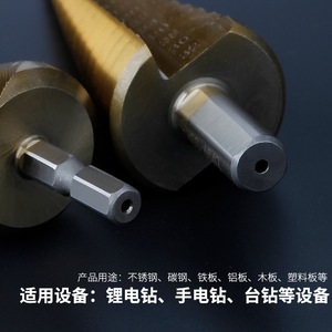 Noli Shield <b>Step</b> <b>Drill</b> Bit 6-24Mm Spiral 4-32Mm Straight Metal Drilling Hex Shank Gold Finish - Product Image 3