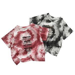 Camiseta de Verano de Manga Corta para Niños, Estilo Tie-Dye, Algodón, para Niños y Niñas, Versión Coreana, Estilo Extranjero - Product Image 1