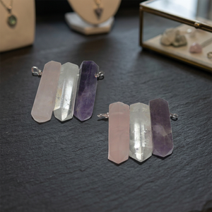 Pendentif géométrique à trois pierres avec agate, argent 925, style classique, unisexe, à porter au quotidien - Product Image 2