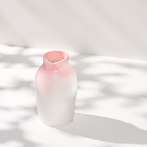 Jarrón de Cerámica Estilo Nórdico en Degradado Rosa Suave con Función Hidropónica para Sala de Estar, Estudio, Dormitorio, Exhibición de Flores Secas - Product Image 3