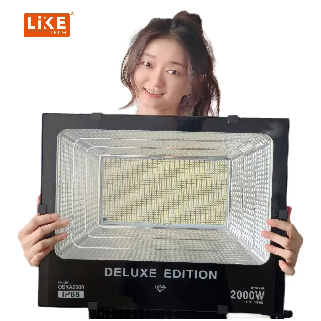 Liketech 100W 200W 300W 400W 500W 1000W 2000W Đèn pha chiếu ngoài trời Đèn đường LED năng lượng mặt trời lũ ánh sáng