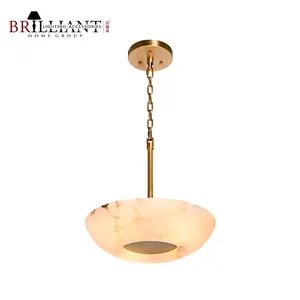 Strong Texture Curved Cloud Alabaster Marble Chandelier Pendant Light For Living Room Dining Room