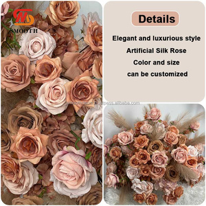 งานแต่งงานหรูหราเรียบเนียนตกแต่งทางเดินแถวดอกไม้แชมเปญสีน้ำตาลแขวนดอกไม้สำหรับฉากหลังแต่งงาน - Product Image 2