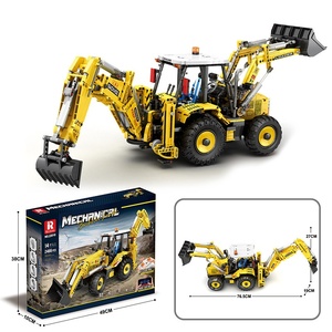 <strong>Remote</strong>-<strong>Controlled</strong> Creative ABS Engineering Backhoe Loader Puzzle Toy Building Block Model DIY Educational <strong>Construction</strong> Toy Sets