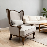 Fauteuil de loisirs élégant rembourré, pieds en bois massif, hauteur réglable, design traditionnel, assise confortable, salon, garantie 2 ans