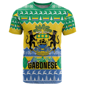 T-shirt personnalisé de football Gabon Allez Les Pantheres Design T-shirts pour hommes en l'honneur du jour de l'indépendance du Gabon - Product Image 1