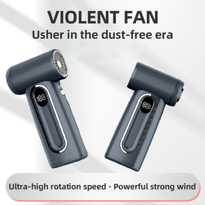 Ventilador de Mano Turbo Portátil de 6 Velocidades y 2000 mAh, Mini Ventilador Recargable de 65 W con Pantalla Digital, para Uso en Exteriores y Automóviles, USB, Plástico - Product Image 2