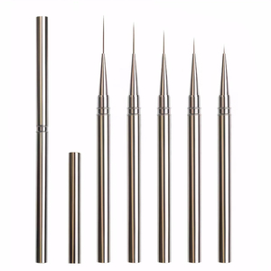 Pinceau de manucure à manche en métal bronze, poils en nylon, pointe fine, stylo de peinture pour nail art, pour salon et DIY - Product Image 1