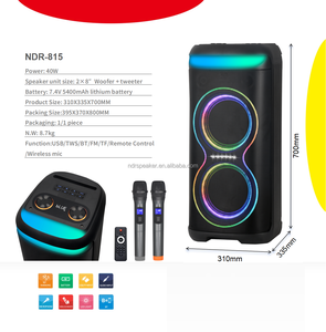 NDR-815 8-Inch Hoạt Động Không Dây Bt Karaoke Loa 2 Mic Đầy Màu Sắc Ánh Sáng Stereo Bass Hi-Fi Âm Nhạc Đảng Loa Ngoài Trời Sử Dụng - Product Image 2