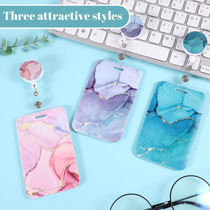 New marble crackled <b>ID</b> badge <b>holder</b> with double-sided UV-printed hot stamping textured access control protective sleeve - Product Image 3