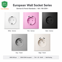 Prise murale simple Bingoelec Type E/F avec USB C+C, installation rapide sans outil, certifiée TUV UE, 5 couleurs, OEM, vente en gros