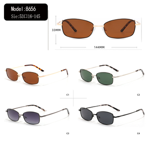 Lunettes de soleil rectangulaires à monture métallique intégrale, protection UV400, protection solaire unisexe pour adultes - Product Image 3