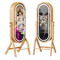 Miroir Selfie en Bois de Chêne pour Mariage avec Écran Tactile et Impression Instantanée, Compatible avec iPad, Appareil Photo et Reflex Numérique