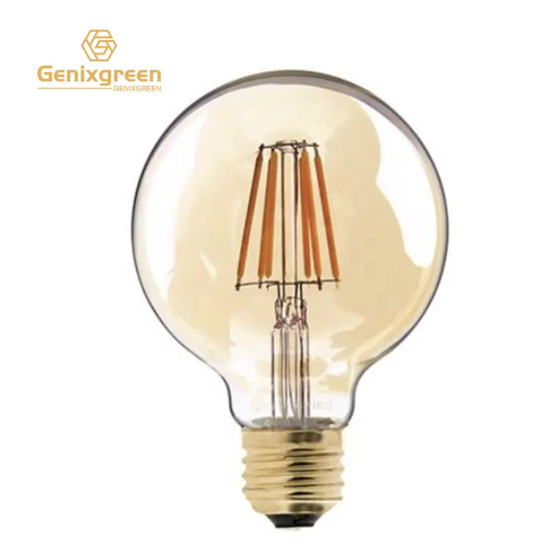 OEM ODM-bombillas de luz redondas y grandes para candelabros, OEM personalizado, 4W, 6W, 110V, 220V, E26, E27, regulable, G80, tinte dorado, Vintage