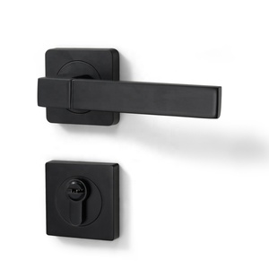 Yonfia A8230R10 <span class=keywords><strong>Poignée</strong></span> <span class=keywords><strong>de</strong></span> <span class=keywords><strong>Porte</strong></span> Carrée Moderne en Aluminium Noir Massif, Loquet <span class=keywords><strong>de</strong></span> <span class=keywords><strong>Porte</strong></span> Intérieur pour Maison, WC et Portes en Bois - Product Image 2