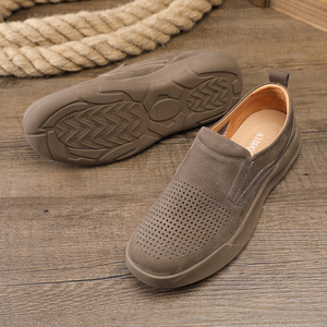 AIBOIS Zapatos de Verano Transpirables de Cuero Genuino para Hombre, Estilo Slip-On con Suela de Goma, Zapatos Náuticos Casuales con Forro de Cuero Genuino, Color Sólido - Product Image 3