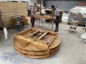 <strong>Solid</strong> <strong>Wood</strong> Wedding Rustic <strong>Round</strong> Farmhouse Folding <strong>Table</strong> for Hotel Outdoor Banquet <strong>Dining</strong> Party Park - Product Image 6