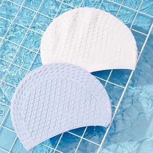 <span class=keywords><strong>Gorro</strong></span> de baño de silicona personalizado para <span class=keywords><strong>mujer</strong></span> con características de pelo largo Gorros de natación de oreja de burbuja de gran tamaño para hombres-Impermeable - Product Image 4