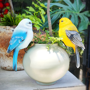 Ornement d'oiseau miniature colibri et moineau de simulation, décoration de jardin extérieur champêtre en résine pour pot de fleurs - Product Image 4