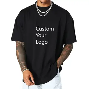 Alta calidad 180 Gsm algodón estampado en blanco gota hombro pesado camisetas de talla grande camisetas de gran tamaño personalizadas camisetas para hombres