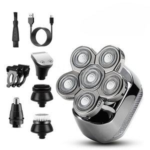 เครื่องโกนหนวดไฟฟ้าแบบหมุน 6 มิติ สำหรับผู้ชายหัวล้าน กันน้ำ ปรับความเร็วได้ ชาร์จผ่าน USB ชุดโกนหนวดอเนกประสงค์ 5 in 1 - Product Image 1