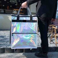 Sac d'épicerie réutilisable sur roulettes Sacs à provisions roulants avec roulettes et poignée Chariot fourre-tout roulant pliable