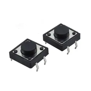 6x6x5 SMT Tact Switch Black Bottom Tactile Push Button Switches Tact Micro Switch with Button Cap