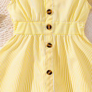 Robe d'été sans manches pour grandes filles, à rayures et pois, avec volants, manches volantées, taille cintrée, robe de princesse coupe trapèze - Product Image 6