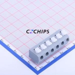 KF202-7.5-6P Spring Terminal Block Through hole Component (THT),P=7.5mm Connector 1x6P 7.5mm Gray 6P - Product Image 1
