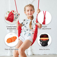 Siège de balançoire pour enfants tricoté à la main Ropecube - Balançoire d'arbre réglable intérieure/extérieure avec cordes et mousqueton, chaise suspendue pour le camping