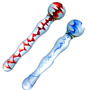 Bâton en verre de cristal de qualité médicale, pour couple, nouveau Style à fleurs bleues - Product Image 1
