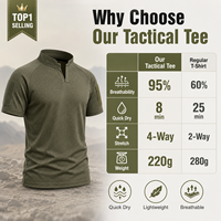 T-shirt tactique unisexe à col en V et manches courtes, séchage rapide, respirant, anti-humidité, pour le sport et les activités estivales en extérieur, avec poche