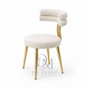 Gold Sculpted Padded Back Stainless Steel Event <b>Dining</b> <b>Chair</b> with White <b>Cushion</b> for Hotel and Wedding Events Wholesale Seating - Product Image 3