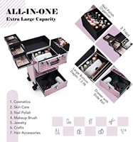 Roulant Maquillage Train Cas Grand Stockage Cosmétique Chariot Tiroir Coulissant Maquillage Voyage Cas avec Clé