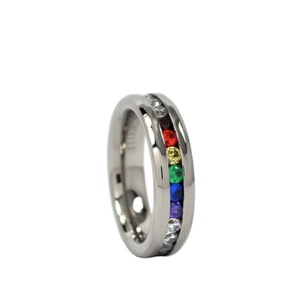6MM anillo de titanio canal piedras anillo de titanio de los hombres Gay de titanio anillo bandas Orgullo Gay anillo de titanio - Product Image 2