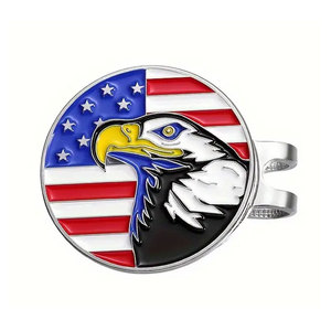 Marcador de Pelota de <span class=keywords><strong>Golf</strong></span> Personalizable con Diseño de Águila y Bandera Americana, Precio de Fábrica, 25mm, Tamaño Estándar, Marcador de Posición de Pelota de Metal - Product Image 6
