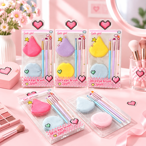ชุดแปรงแต่งหน้า 5 ชิ้น ขนแปรงสังเคราะห์ สำหรับรองพื้น อายแชโดว์ บลัชออน แป้งฝุ่น ดีไซน์หวานสไตล์พิกเซล สำหรับแต่งหน้าประจำวัน - Product Image 1