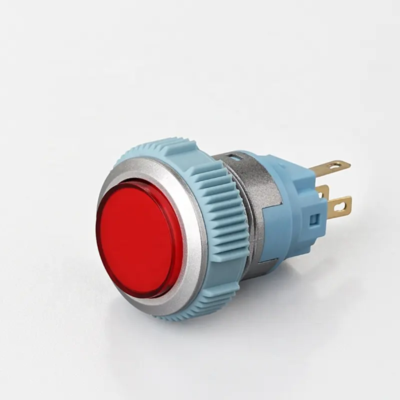 Botón pulsador iluminado, indicador de potencia de plástico, LED azul, 22mm, 12v