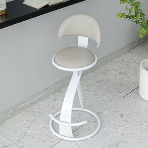 Tabouret de bar en cuir K, tabouret de bar léger et luxueux en fer, populaire dans les cafés, tabouret de bar moderne et simple - Product Image 4