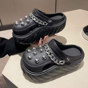 Sandales plates ouvertes pour femme Teniss de haute qualité, style babouche, avec plateforme et perles métalliques - Product Image 4