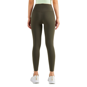 Vente flash - Pantalon de yoga pour femme à taille haute, logo personnalisé, uni, en spandex et nylon, contrôle du ventre, collants de fitness pour la salle de sport, sans couture avant - Product Image 4