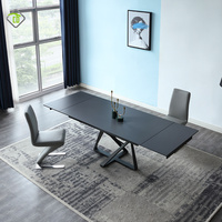 Table à manger rectangulaire en ardoise de luxe au design unique avec 8 chaises