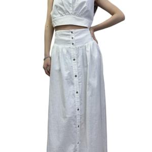 Ensemble blanc tendance en mélange lin-coton pour femme 2025 - Product Image 5