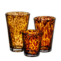 Carafe à eau personnalisée style mexicain ambre à pois colorés imprimé léopard pot à bougie en verre gobelet en verre verres à vin sans pied